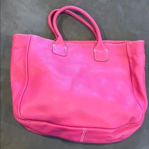 Ann Taylor hot pink leather tote